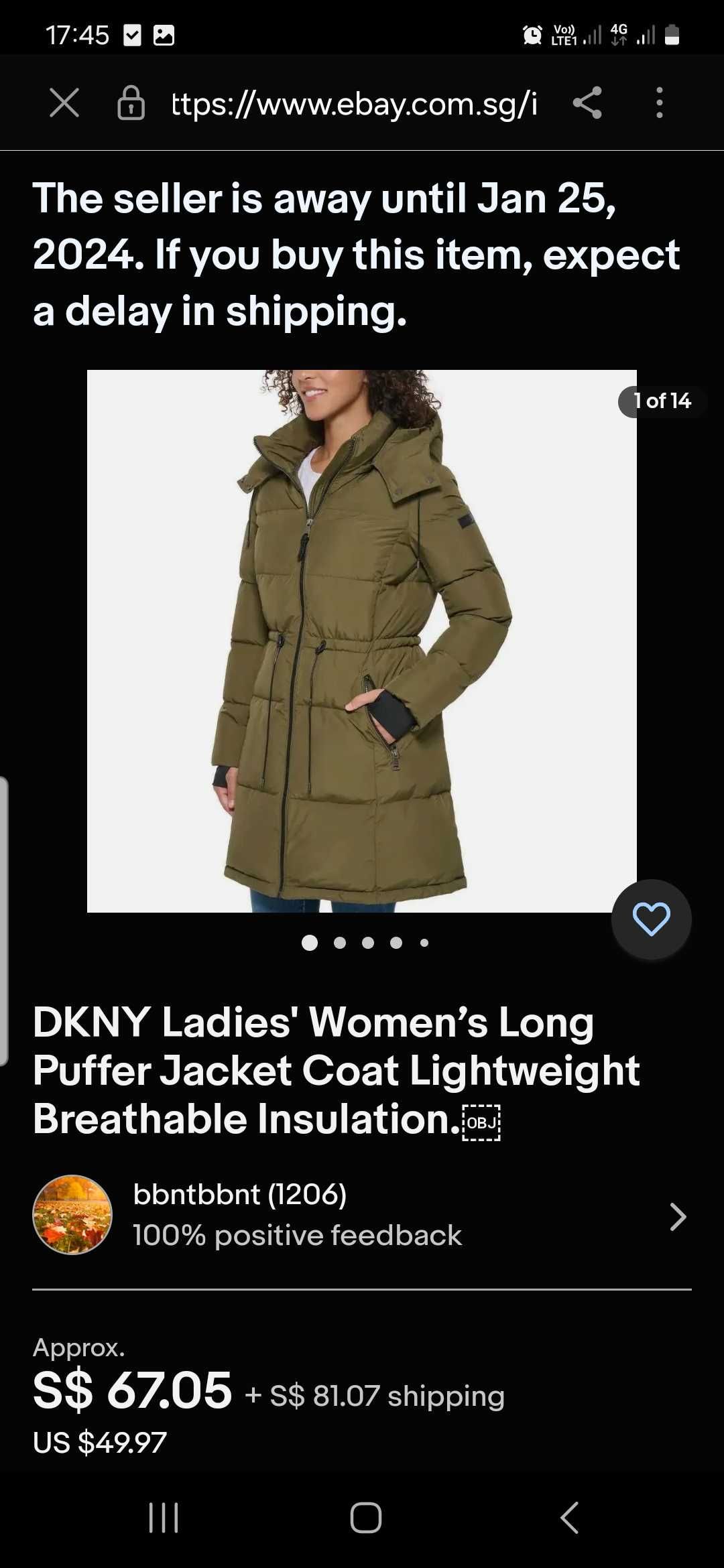 Geaca iarna marca DKNY Noua