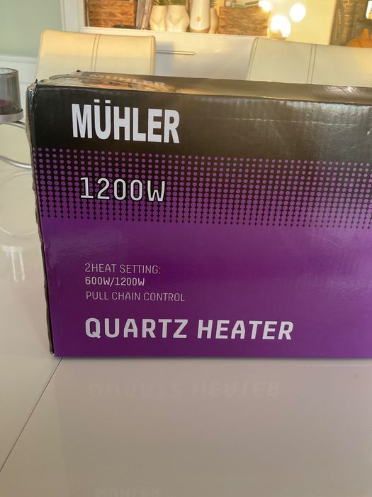 Muhler 1200W Quartz Heater. 600/1200W heat settings. New. Perfect.