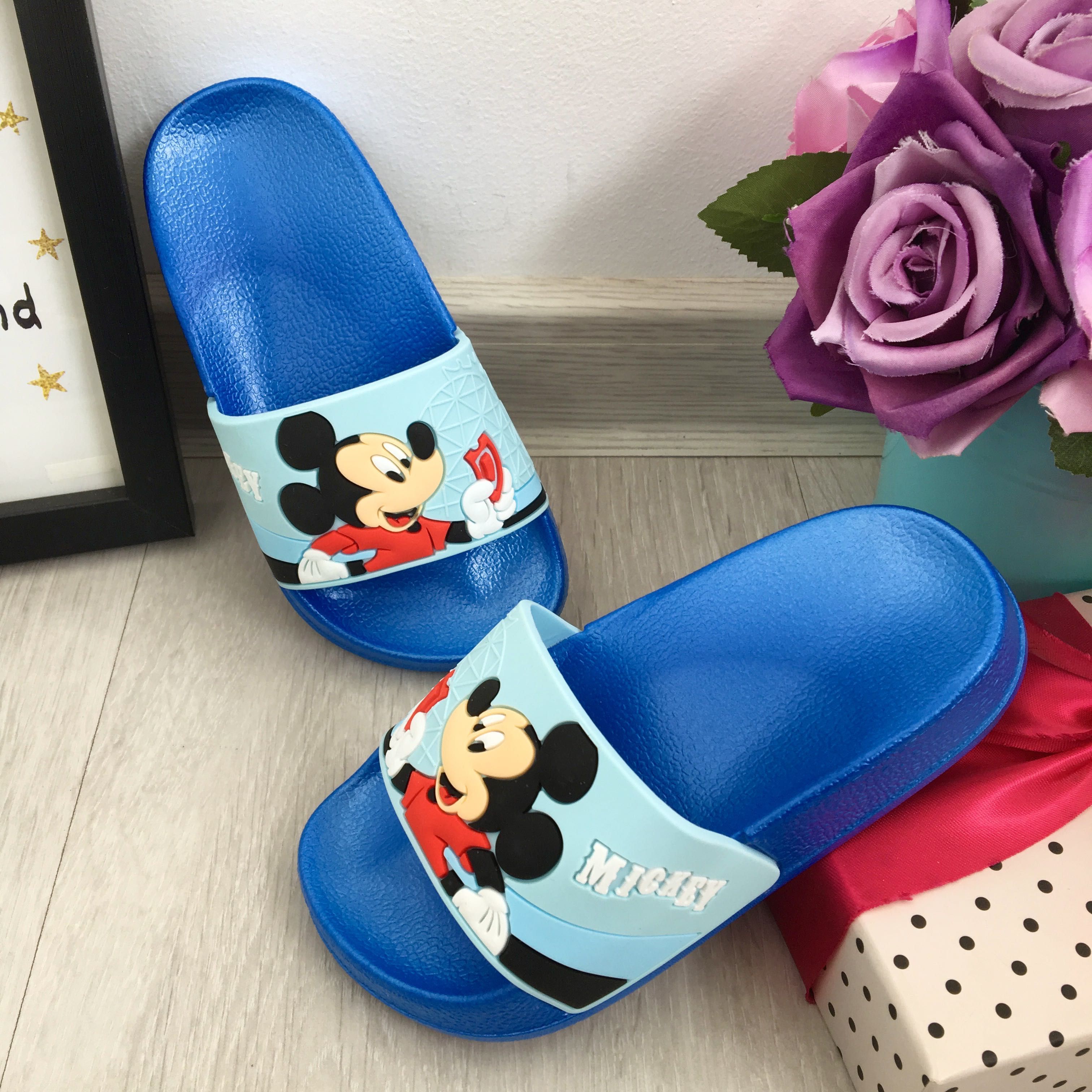 Papuci roz albastri bleu cu minnie mickey mouse pt copii mar 24 - 34