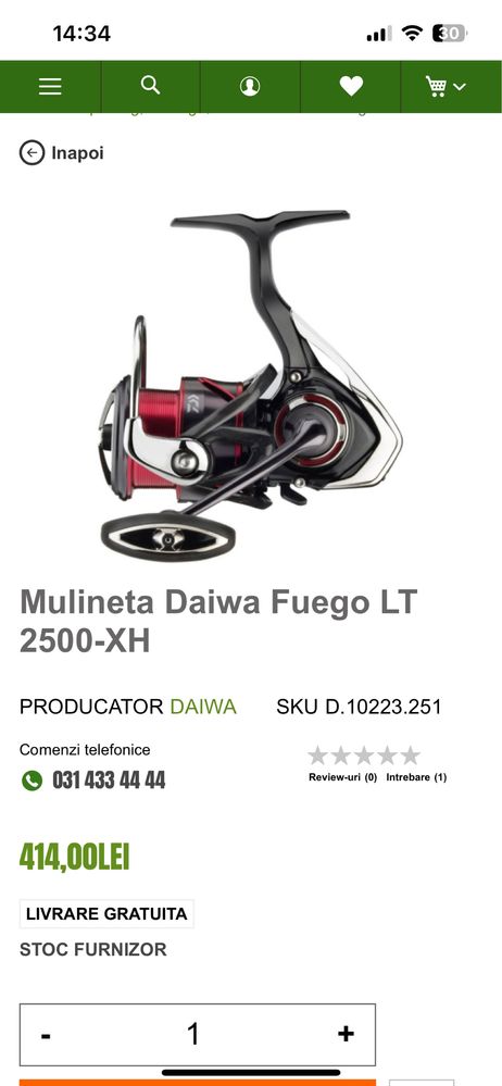 Mulineta Daiwa Fuego LT 2500 xh