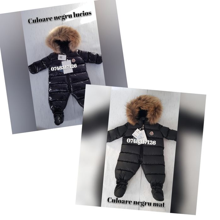 Salopeta/Combinezon Moncler iarnă  cu blană naturală pentru cei mici