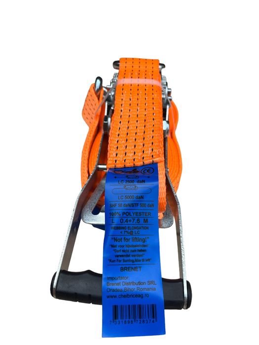 Chinga ancorare marfa 8m, Maner Ergo, 5 Tone, Latime 50mm, Portocaliu