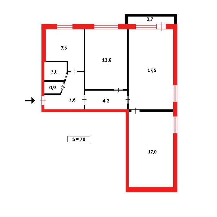 3-комнатная квартира в 11а мкрн на 8 этаже