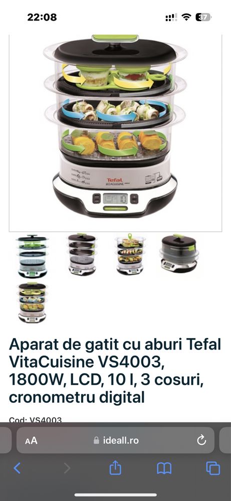 Vand aparat de gatit la aburi Tefal