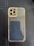 Husa iPhone 11 Pro, aurie, cu pietricele