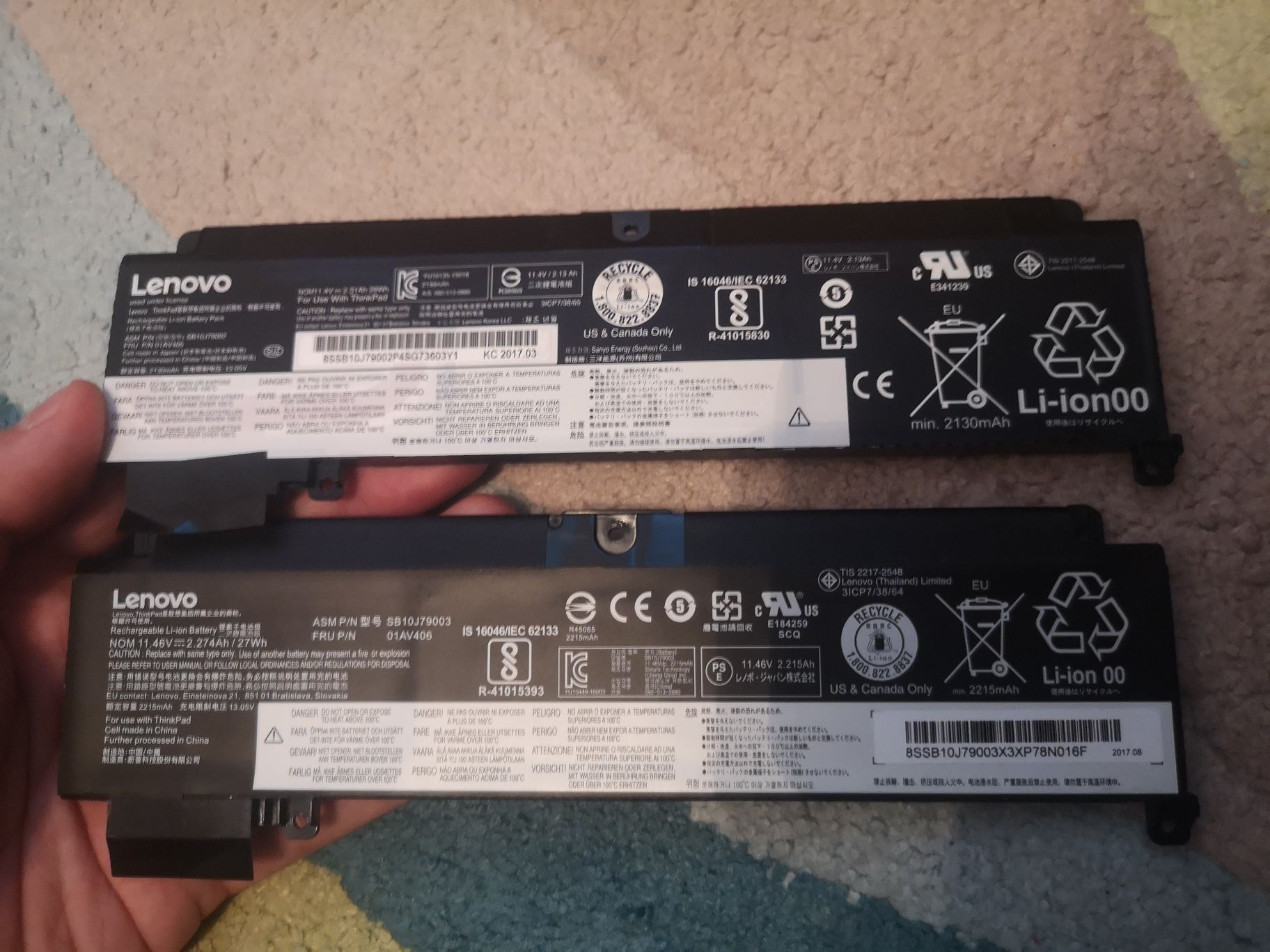 Baterie originala laptop Lenovo ThinkPad T460s T470s, 1920mAh