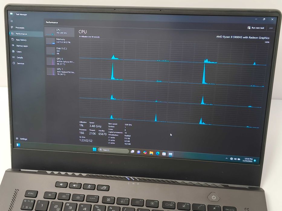 laptop gaming asus rog zephyrus G15 ryzen 9 5900 16gb rtx 3060