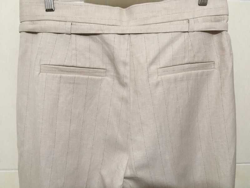 Mango - Pantaloni din amestec de in cu pense