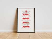 Poster imn You'll Never Walk Alone. Cadou pentru fanii Liverpool FC.
