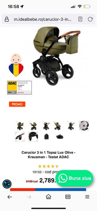 Carucior KRAUSSMAN 3IN1 Topaz Lux Olive