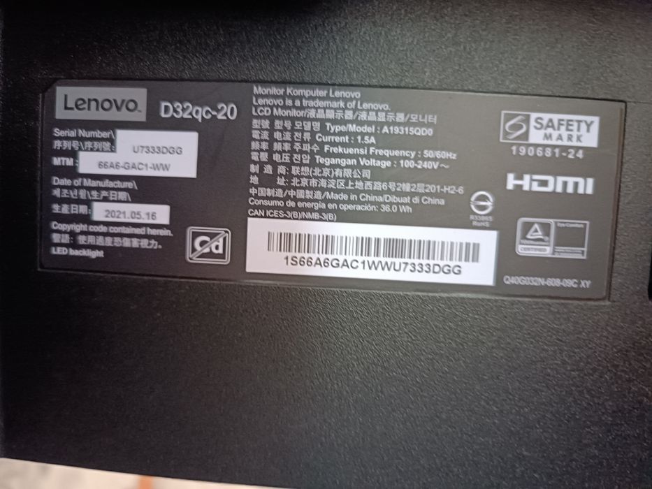 Монитор Lenovo 32 инча