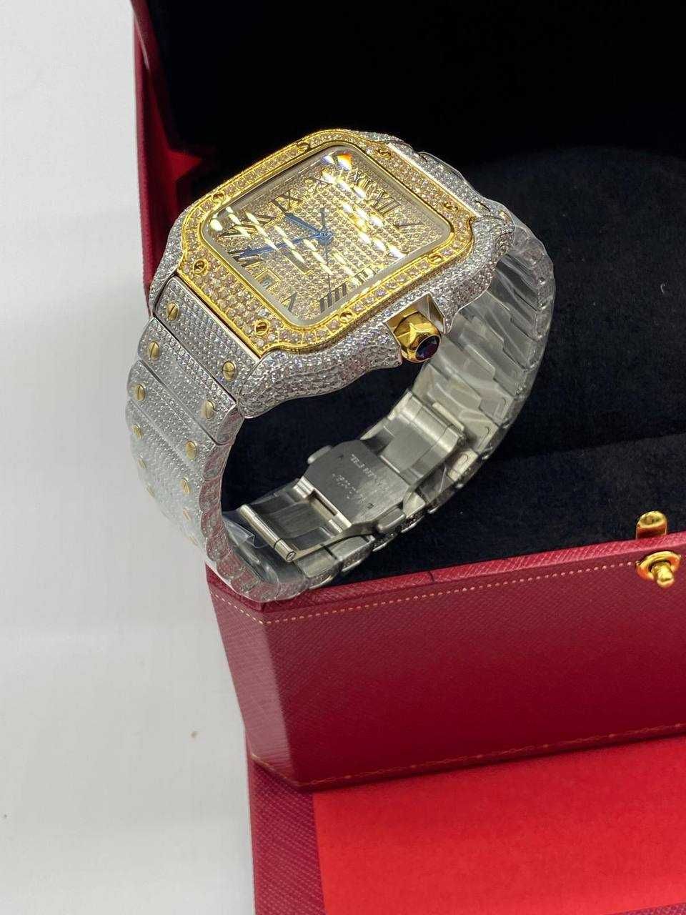 Santos De Cartier. Two tone Iced Out