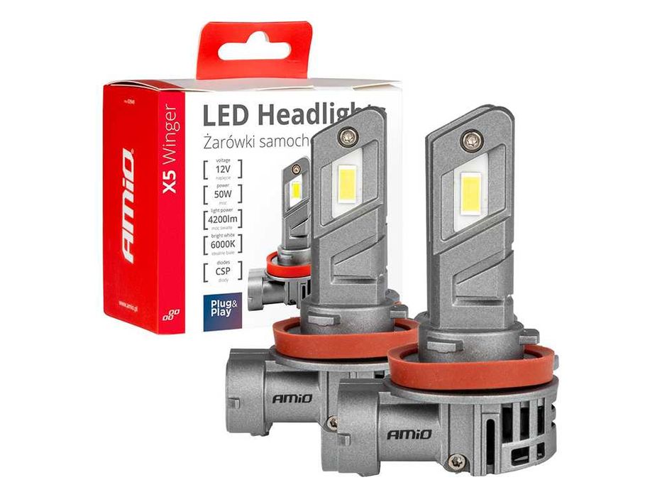 LED крушки H8 H9 H11 AMIO Winger X5 серия Лед крушка Canbus 50W, 6000K
