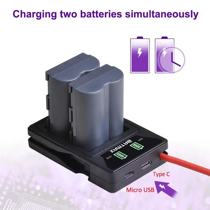 Set 2 acumulatori BP-511 + incarcator Canon EOS 40D 300D 5D 50D 60D G6