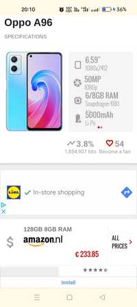 Oppo a96 6 gb ram