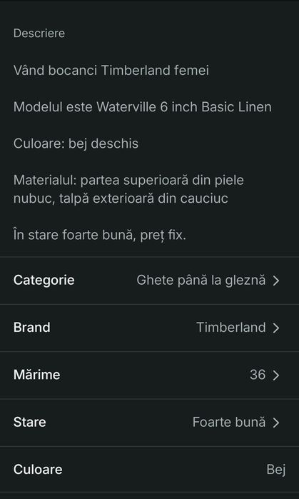 Vând bocanci Timberland femei