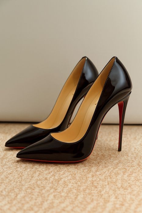 Туфли на шпильке в стиле Christian Louboutin, красные подошва, бордо