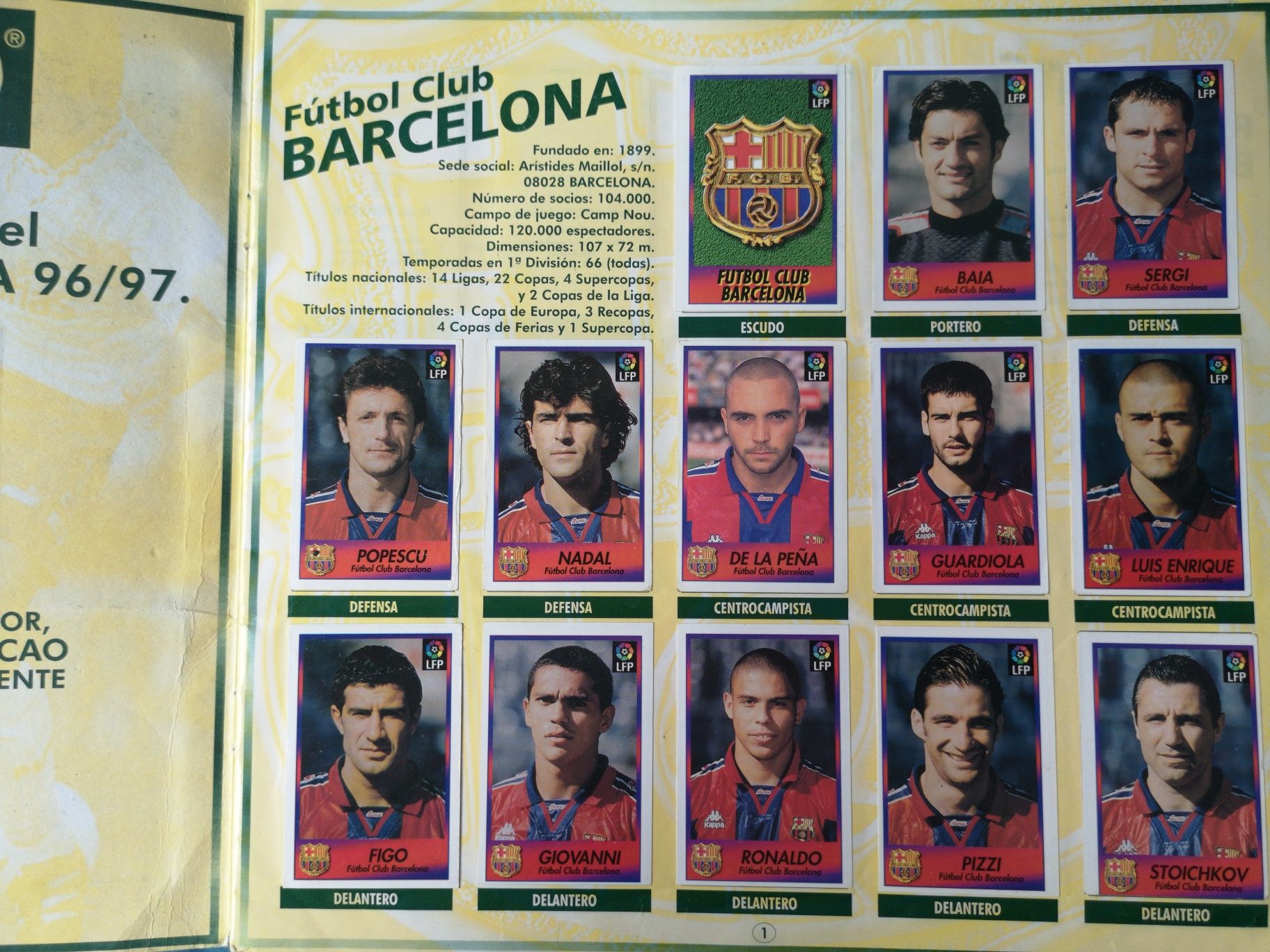 Album Spania 96 complet Popescu Raducioiu Prodan Real Barcelona panini