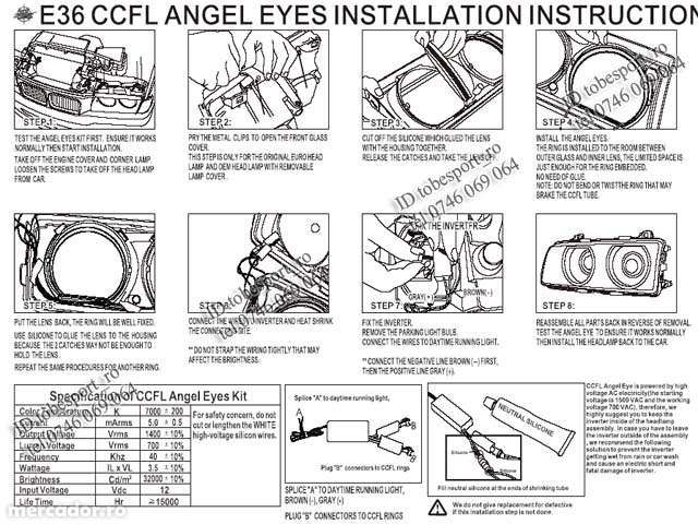 Kit Angel Eyes CCFL BMW E36 E46 E39 E38 X3 X5 E30 - 149 RON