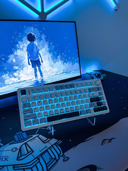 Tastatură custom AULAF75 Glacier Blue – switchuri/stabz lubrifiate