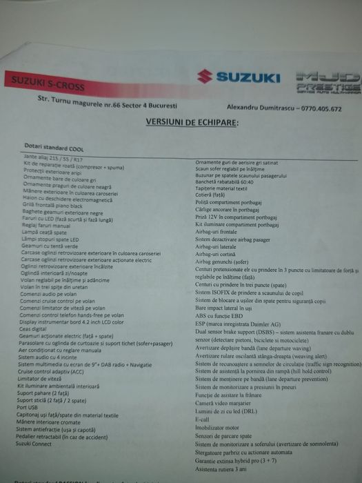 Suzuki S Cross primul proprietar