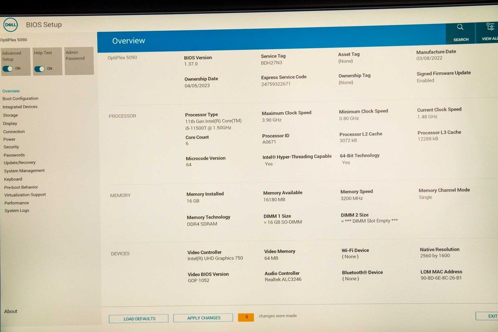 DELL Optiplex 5090 / Intel i5-11500T / 512GB / 16GB / UHD 750