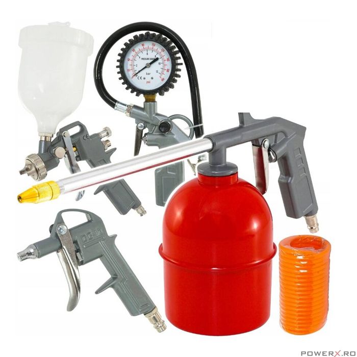 Kit compresor, set accesorii, pistol suflat, vopsit, umflat,