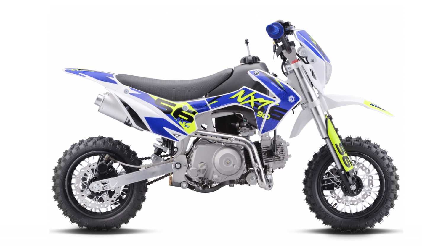 Motocicleta Enduro Barton NXT, 90cc, 4T, roti 10", albastru/verde