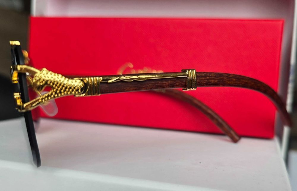 Ochelari de soare rimless Cartier Leopard Black