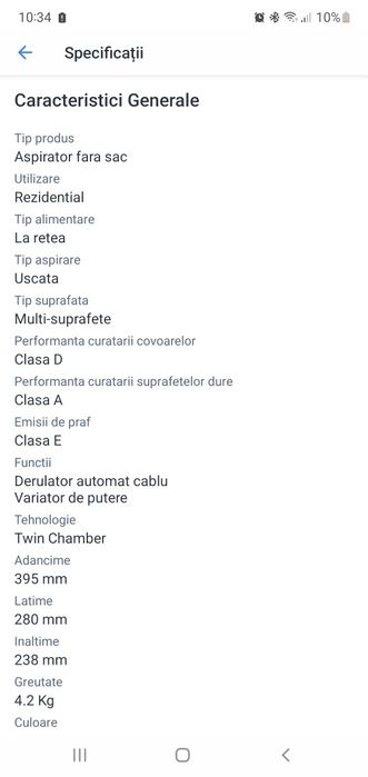 Aspirator fara sac Samsung