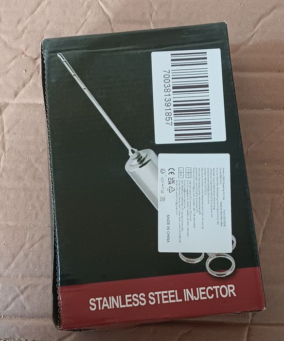 Set seringa/accesorii pentru gratar, Inox, 60ml, Argintiu