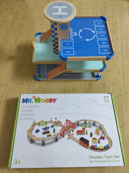Set trenulet + parcare din lemn