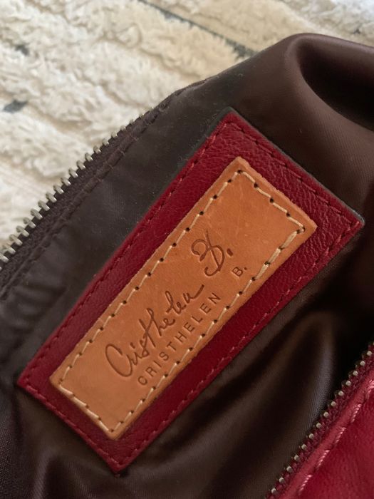 Кожена червена дамска чанта