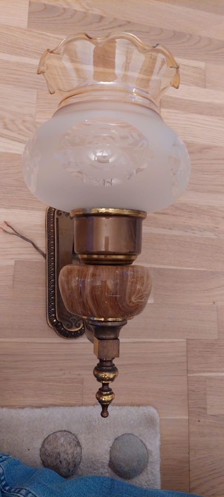 Lampa veioza aplica vintage colectie alama alabastru Germania 1960