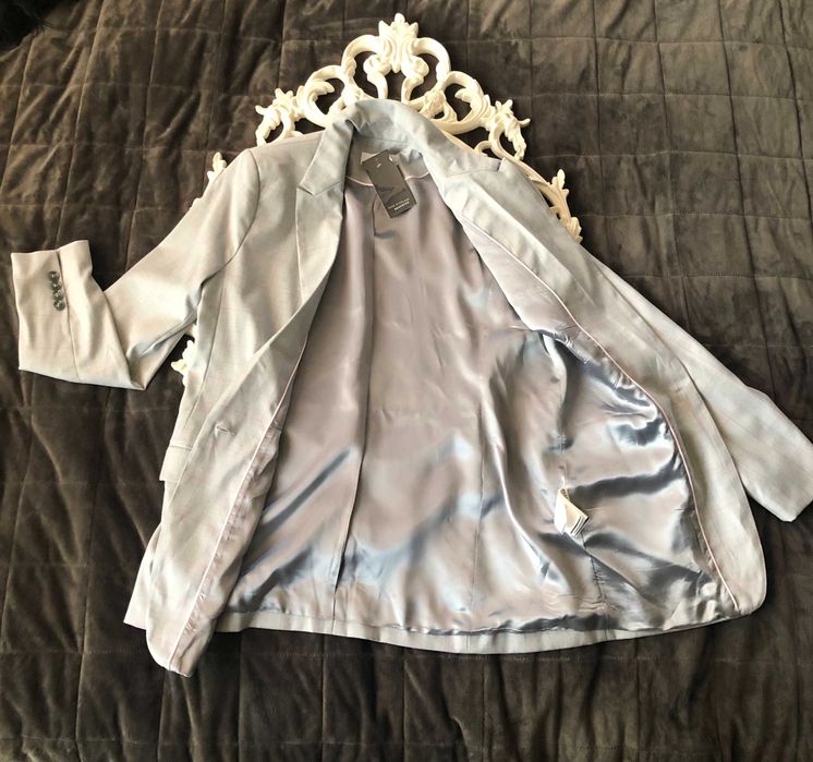 Sacou NOU gri cu dungi roz_Reserved_marime 40