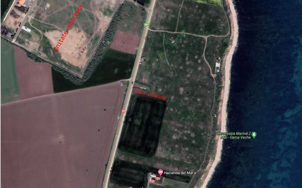 teren vama veche pe partea cu marea  2000mp