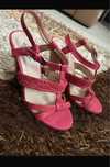 Sandale roz cu toc gros