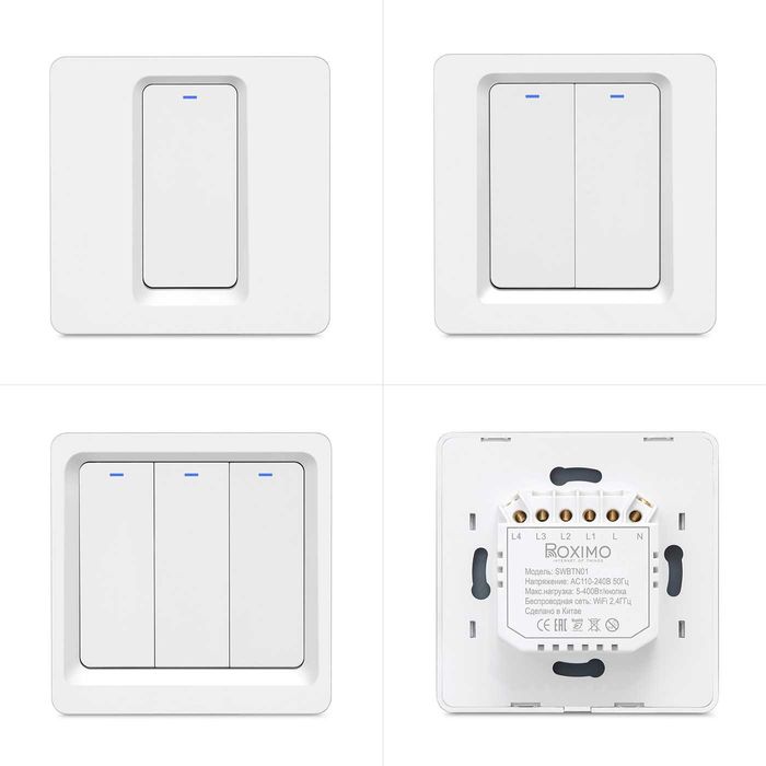 Умный выключатель ROXIMO, однокнопочный, SWBTN01-1