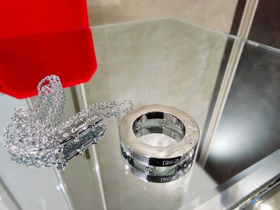 CARTIER Love White Gold Large Pendant Дамскo Колие