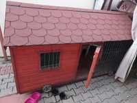 Cusca tip casa din lemn pentru caini cu terasa