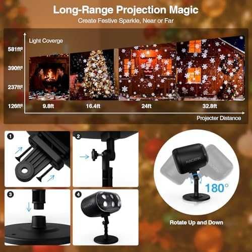 Нов LED снежен външен Проектор IP65 с дистанционно и голямо покритие