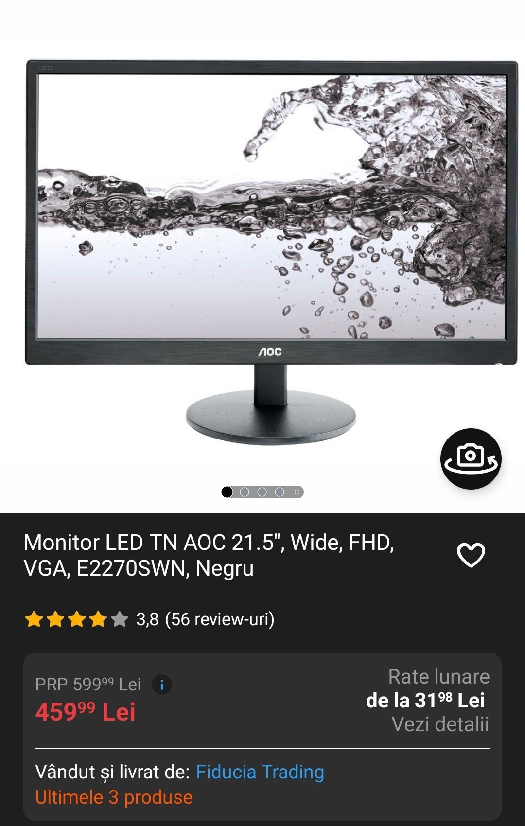 Sistem Desktop PC Gaming+Monitor AOC 21.5 inch