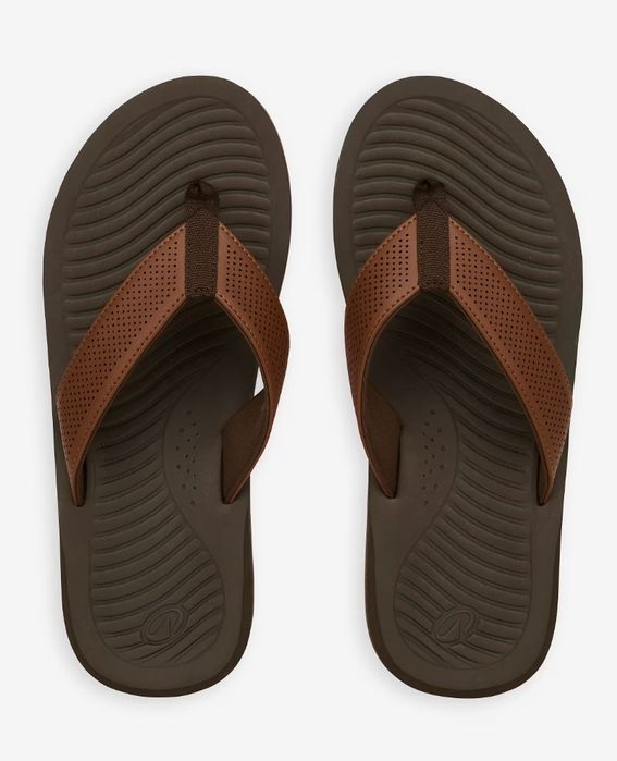 Мъжки джапанки кафеви от естествена кожа