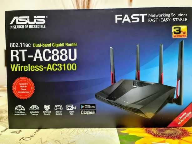 Router Wireless ASUS Gigabit RT-AC88U 1000 + 2167 Mbps nou sigilat