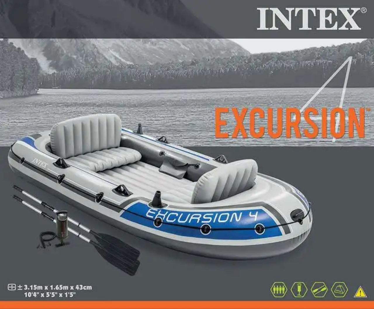 Аренда туристическая Надувная лодка Intex Excursion 4 (4-местная)