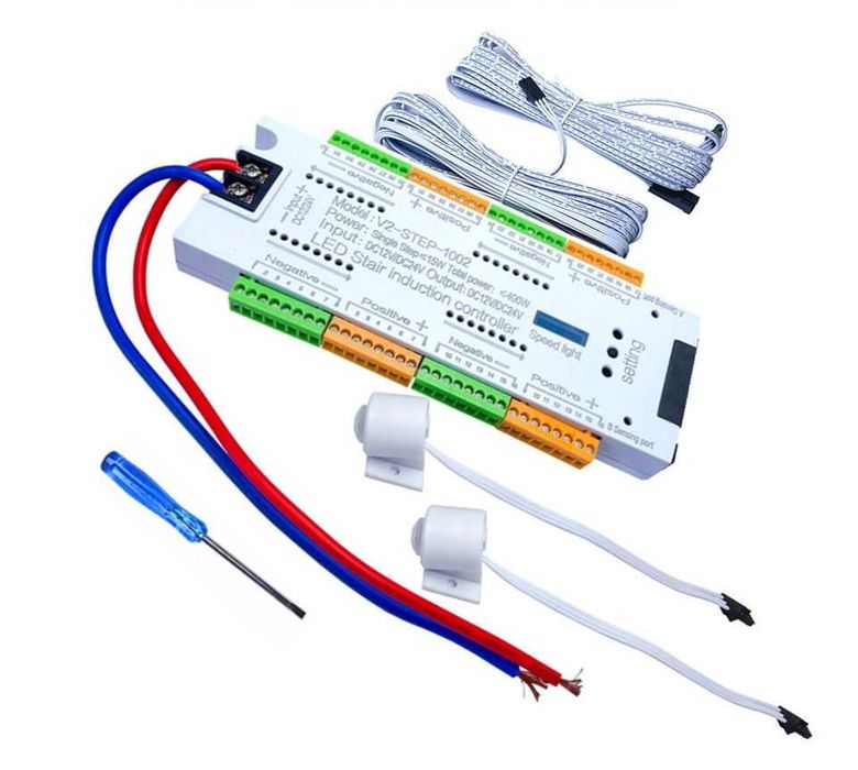 Kit Iluminat Inteligent Scari trepte Cu Senzori banda LED, alimentator
