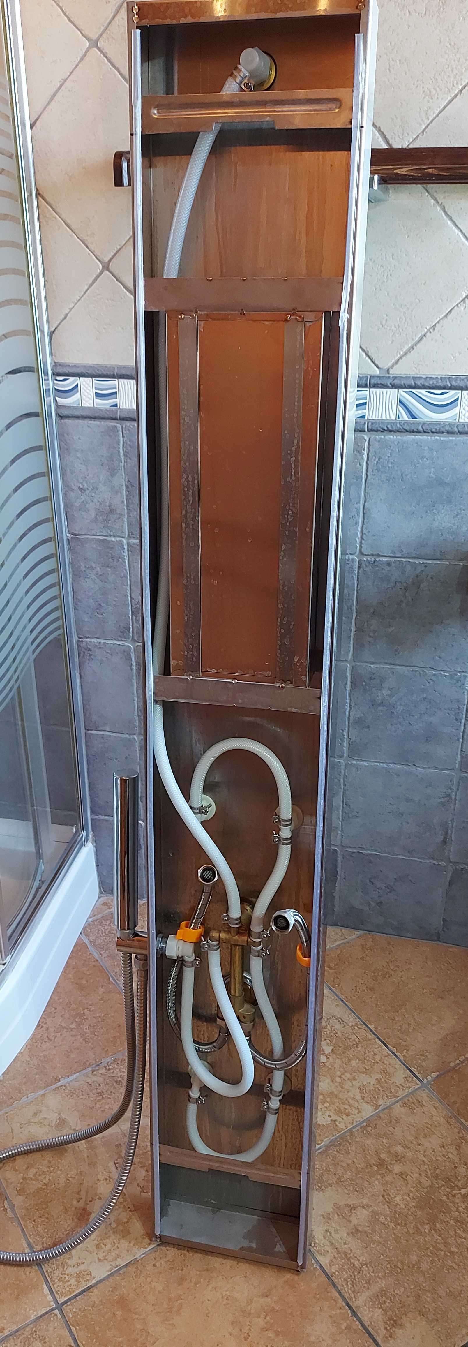 Panel de dus cu hidromasaj din inox, 150 x 22 cm, cu oglinda