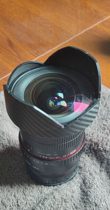 Объектив 14 mm Samyang, f/2.8, EF + переходник на Sony FE