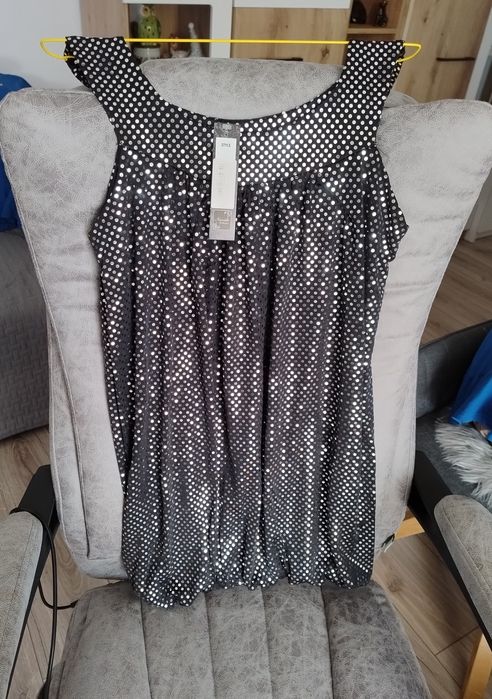 Bluză sexy elegantă cu paiete argintii