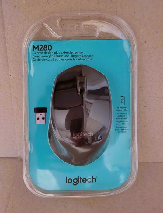 Mouse Logitech M280, Wireless, USB, negru, autonomie mare, sigilat